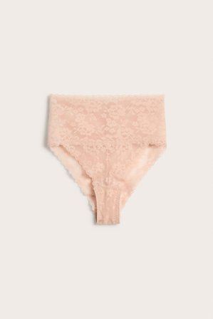 Kappahl | Brasilialaismalliset muotoilevat pitsipikkuhousut. | Vaaleanpunainen