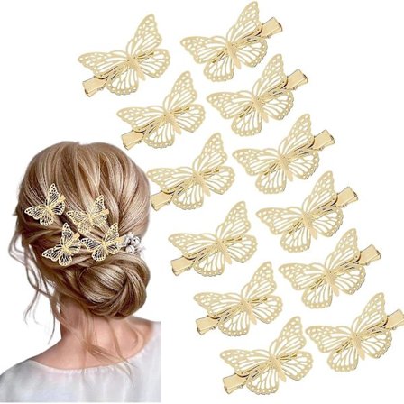 12st Butterfly Hårklämmor,guld Tjejer Hårklämmor,h