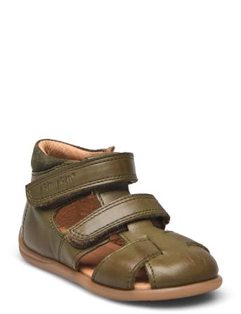 Starters Two Velcro Sandal Green Pom Pom