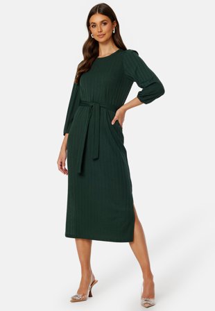 Happy Holly Caroline Rib Dress Dark green Klær