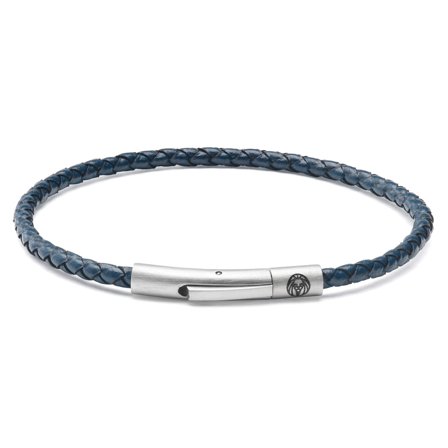 Collins | 3 mm Navy Blue Woven Leather Bracelet for Men - Leather bracelets