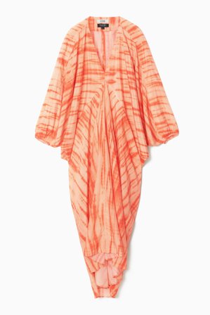 COS Women's Oversized Silk Kaftan Dress in Orange