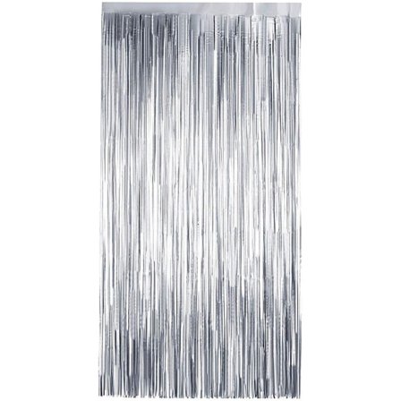 Sølvfarvede Plastik Gardin Frynser - Fest Baggrund Frynser Dekoration - Dør Lametta Fotorekvisit - Til Fødselsdagsfester - Temafester - Hal
