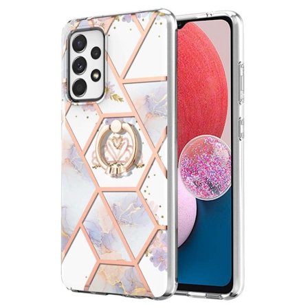 Marble Mønstret Cover med Ring Holder til Samsung Galaxy A13 4G - Krone