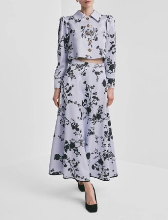 by Ti Mo Tailored Satin Skirt - Blue - XL