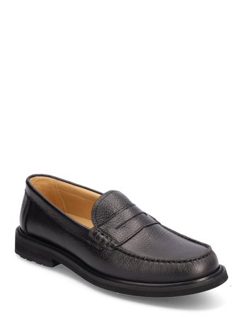 Classic Loafer - Black Grained Leather Mokasiner Lave Sko Svart S.T. VALENTIN*Betinget Tilbud