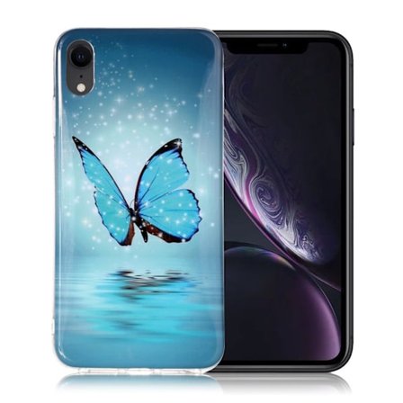 Butterfly läder iPhone Xr fodral - Blå