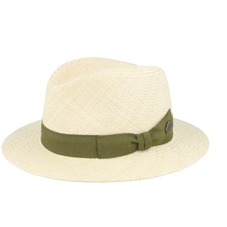 MJM Hats - Beige straw Hatt - Capai Panama Natural Green Band Straw Hat @ Hatstore