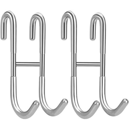 2x Krokar - Silver Dörrkrok för Handdukskrokar Rostfritt Stål för Badrum med Silikonskydd