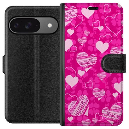 Kompatibel Tegnebogsetui til Google Google Pixel 9 PopHjerteMønster