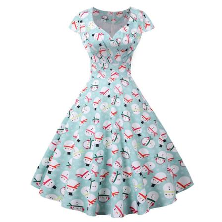 Jul V-hals Vintage Swing Dress Dame Kveldskjole - Perfet G 3XL