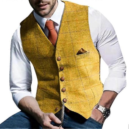 Rutete V-hals Vest Slim Classic for Menn (Ruipei)
