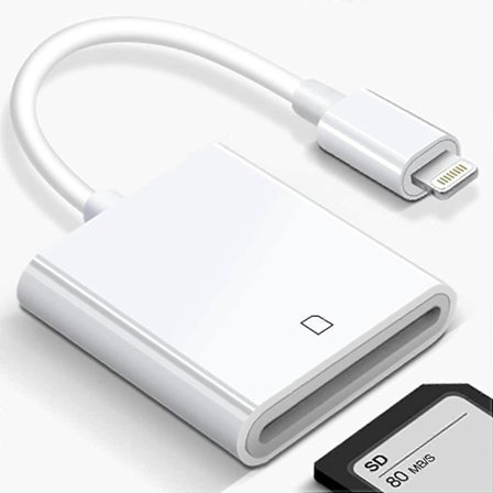 Lightning til SD-kort kamera leser adapter: Universell kompatibilitet, minnekortadapter for iPad - Toveis overføring & Plug and Play