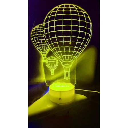 3D Kuumailmapallo Yövalo Pöytä Työpöytä Optinen Illuusio Lamput 7 Väriä Vaihtavat Valot LED-pöytälamppu Joulu Koti Rakkaus Syntymäpäivä Lapset 
