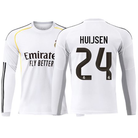 25-26 Real Madrid CF Hjemme Langærmet NO.24 Huijsen Fodbold T-shirt Trøje S-2XL