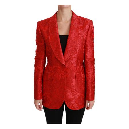 Dolce & Gabbana, Floral Angel Blazer Coat Jacket Czerwony, Kobieta, Rozmiar: L