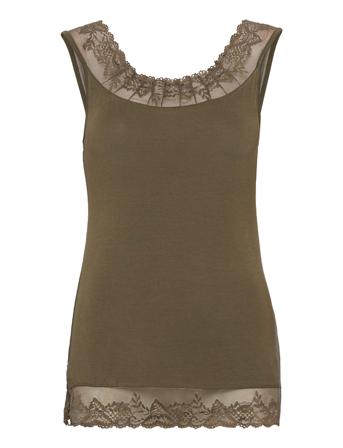 Florence Top T-shirts & Tops Sleeveless Khakigrön Cream