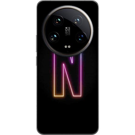 Kompatibel Mobilcover til Xiaomi Xiaomi 14 Ultra Minimalistisk neonbogstav N i farveskiftende lys mod sort baggrund