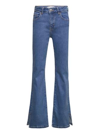 Flared Jeans With Slits Jeans Bootcut Jeans Blå Mango*Betinget Tilbud