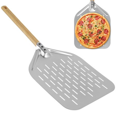 12-tommers Non-stick Pizzaspade Metall Pizzaspade med Trehåndtak