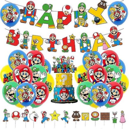 Fødselsdagsfest Dekorationer Mario Balloner Mario Bros Kage Dekorationer Mario Fødselsdagsdekorationer Super Mario Festartikler Super Mario 
