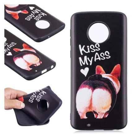 Motorola Moto G6 blødt silikone beskyttelses etui med sjove påtegninger - "Kiss My Ass" Multicolor