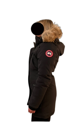Svart Canada Goose dunjacka med päls