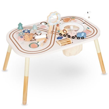 Puuinen opettavainen aktiviteettipöytä 10-in-1 eläimillä