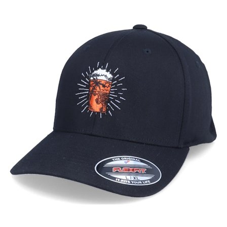 Iconic - Sort flexfit Kasket - Beach Beer Sunshine Black Flexfit @ Hatstore