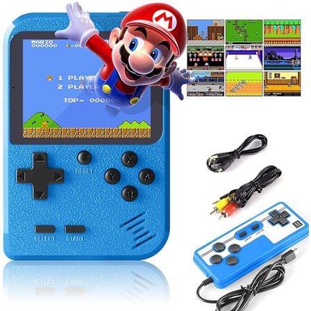 Retro Håndholdt Spilkonsol med 400 Klassiske FC-Spil - 3,0 Tommer Skærm Bærbar Videospilkonsol (Blå)