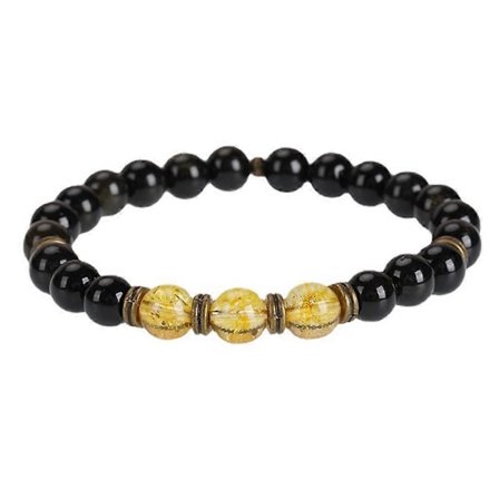Citrin og Obsidian Perlearmbånd for Energi