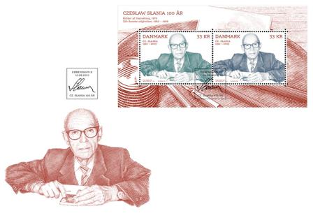 Danmark - Cz. Slania 100 år - Førstedagskuvert med miniark
