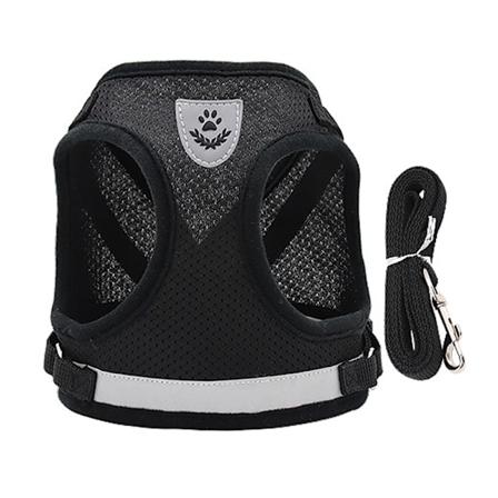 Hundsele och Koppelset för Promenader med Katter och Små Hundar, Mjukt Nätsele för Valpar, Justerbar Kattvästsele med Reflekterande Rem, Komfort (L,