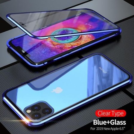 Dubbelsidig magnet fodral med härdat glas för iphone 11