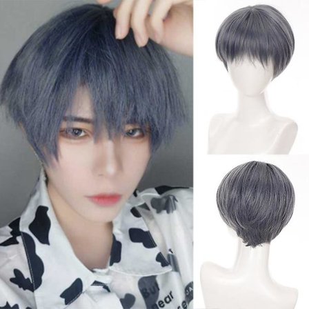 Ailiade Fashion Men Short Wig Light Yellow Blonde Synthetic Wigs With Bangs For Male Women Boy Cosplay Costume Anime Halloween(P1B-27)