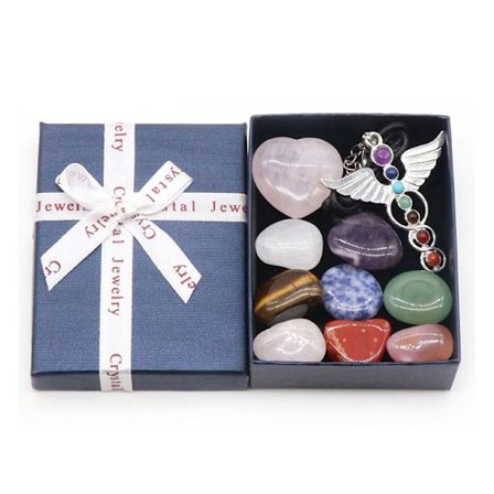 Sju Chakra Stenar Set Energi Healing Sten Ängel Halsband