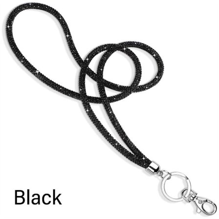 Rhinestone Phone Lanyard Crystal Chain Straps SVART SVART