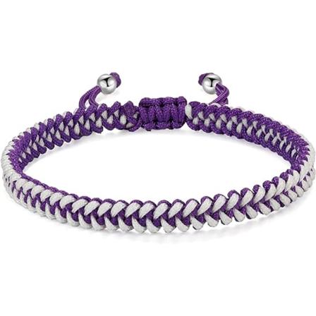 Flettet reb armbånd til damer, mænd, piger, drenge, fødselsdag, venskab, par, gaver, håndlavet smykker Purple-white