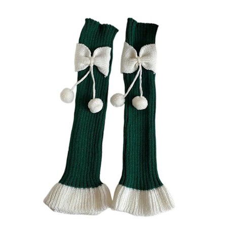 Bløde akryl Anime Rosetter Bold Benvarmere Elastiske Stablede Strømper til Kvinder Benærm Strømper Vintermodetilbehør sort på hvid[HK]