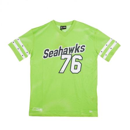 New Era, Casacca NFL Stripe Sleeve T-Shirt Seasea Zielony, Mężczyzna, Rozmiar: L