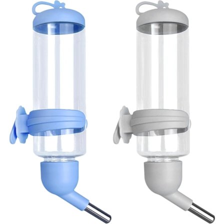 Dværgkanin-fodringsflaske til bur, kanin-fodringsflaske, 2 STK 250 ML/8,45 OZ, drypfri plast hængende vandflaske automatisk flaske dispenser