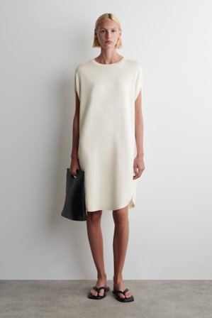 COS Women's Circle Cut Knitted Dress in White