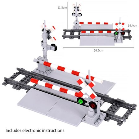 MOC City Train Rail Crossing Tracks Set Stud Gap Triple Switch Tegelstenar Byggstenar Tekniska Enlighten Leksaker för barn