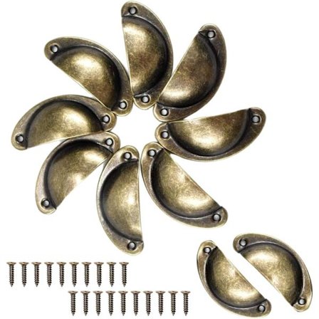 10 stk. Møbelgreb Vintage Skalgreb Skuffe Dør Skalgreb til Skab Garderobe Kontor Køkken (Grøn Bronze), 12x10x3CM