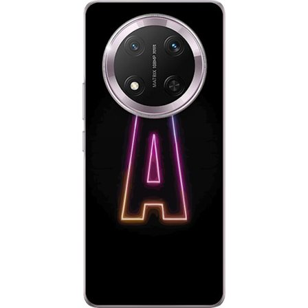 Kompatibel Mobilcover til Honor Honor Magic7 Lite Minimalistisk neonbogstav A i regnbuefarvet lys mod sort baggrund i moderne typografisk stil
