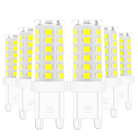 6-pak 5W G9 LED-pærer, svarende til 40W halogenpære Hvid 6000K