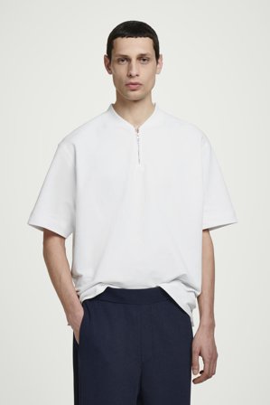 COS Homme T-Shirt Demi-Zippé En Coton in Blanc