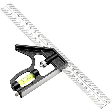 Vinkelmåler i rustfritt stål, kombinert linjal