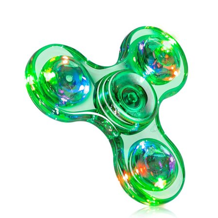 2 stk LED-lys Fidget Spinner - Krystallgrønn, Lys Fidget Finger