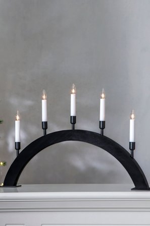 Star Trading - Lysestage Vind højde 38 cm - Sort - Adventslysestager - Fra Homeroom